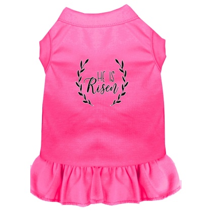 He Is Risen Screen Print Dog Dress Bright Pink 4X (22)