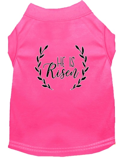 He Is Risen Screen Print Dog Shirt Bright Pink Lg