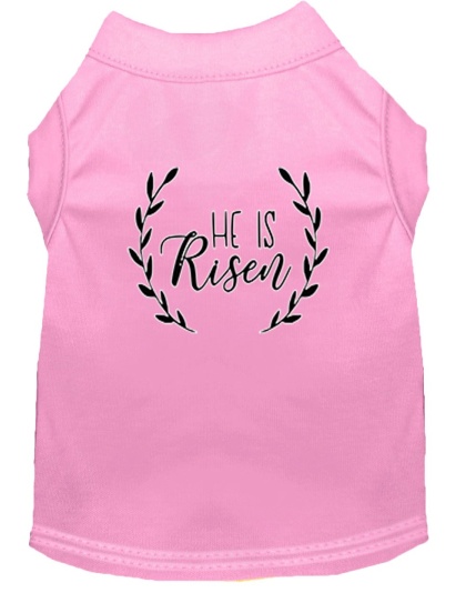 He Is Risen Screen Print Dog Shirt Light Pink Lg