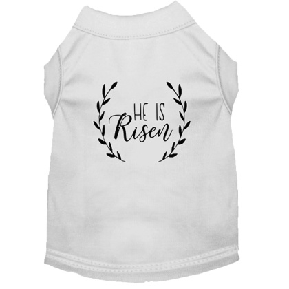 He Is Risen Screen Print Dog Shirt White Lg