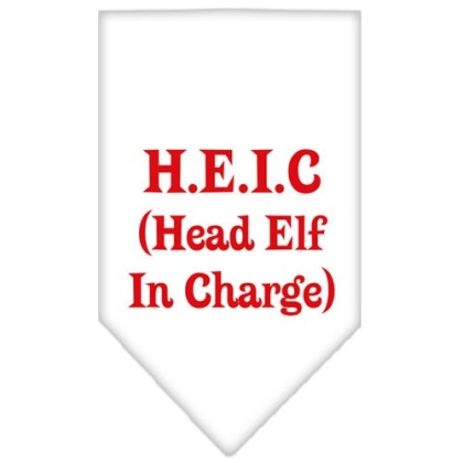 Head Elf In Charge Screen Print Bandana White Large