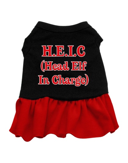 Head Elf in Charge Screen Print Dress Black with Red Lg