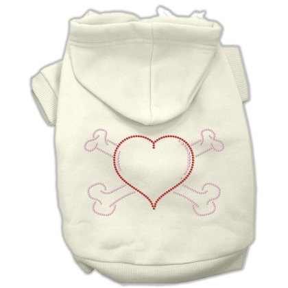 Heart and Crossbones Hoodies Cream L