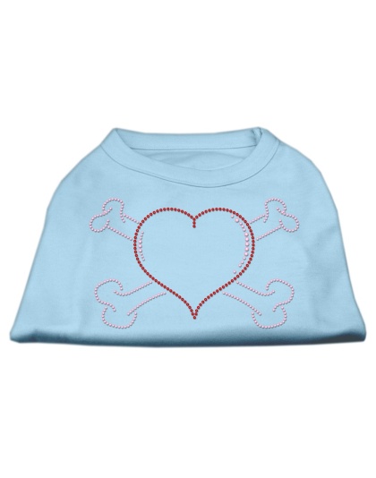 Heart and Crossbones Rhinestone Shirts Baby Blue L