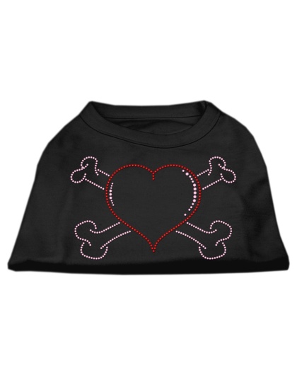 Heart and Crossbones Rhinestone Shirts Black L