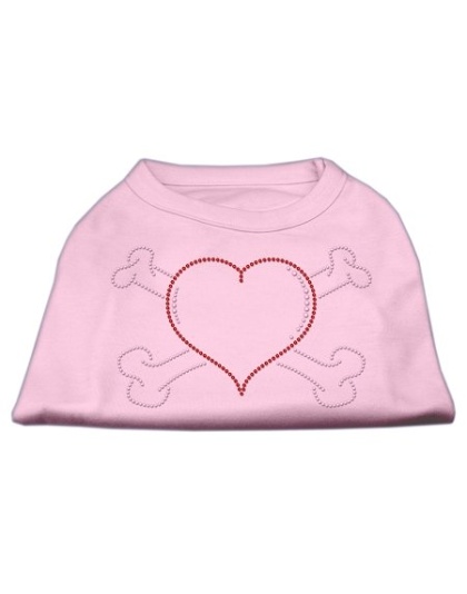 Heart and Crossbones Rhinestone Shirts Light Pink L