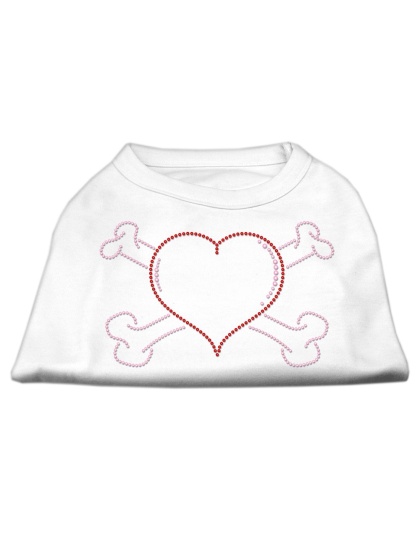 Heart and Crossbones Rhinestone Shirts White L