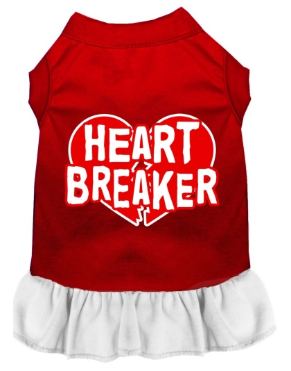 Heart Breaker Screen Print Dress Red with White Lg