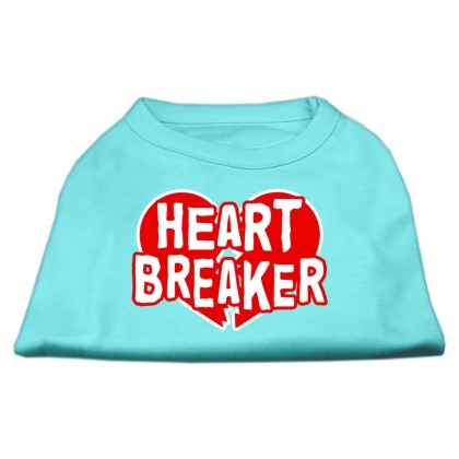 Heart Breaker Screen Print Shirt Aqua Lg