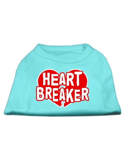 Heart Breaker Screen Print Shirt Aqua Lg