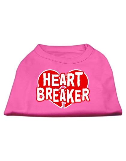 Heart Breaker Screen Print Shirt Bright Pink Lg