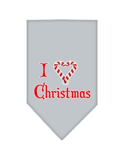 Heart Christmas Screen Print Bandana Grey Large