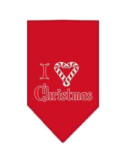 Heart Christmas Screen Print Bandana Red Large