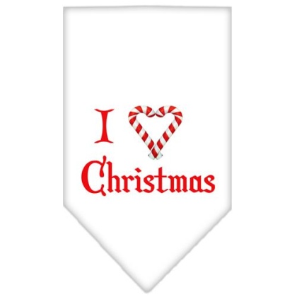 Heart Christmas Screen Print Bandana White Large