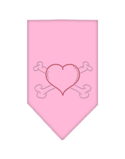 Heart Crossbone Rhinestone Bandana Light Pink Large