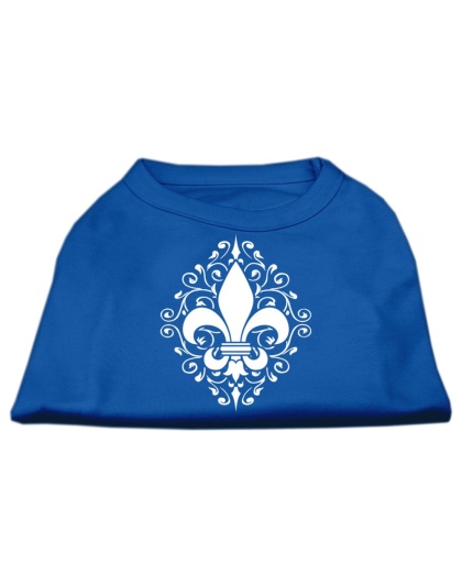 Henna Fleur de Lis Screen Print Shirt Blue Lg