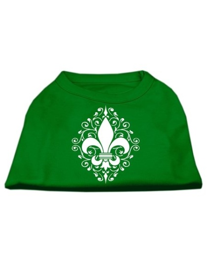 Henna Fleur de Lis Screen Print Shirt Emerald Green Lg