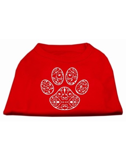 Henna Paw Screen Print Shirt Red Lg