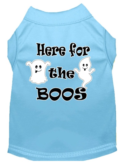 Here for the Boos Screen Print Dog Shirt Baby Blue Lg