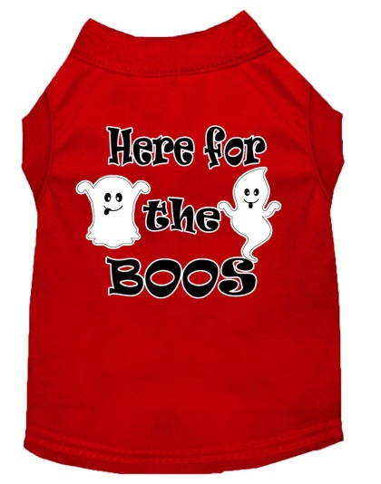 Here for the Boos Screen Print Dog Shirt Red Lg
