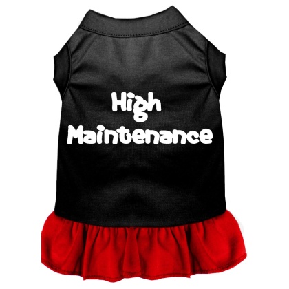 High Maintenance Screen Print Dog Dress Black with Red Lg