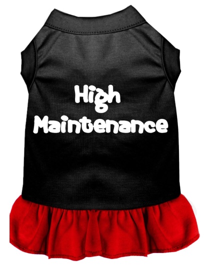 High Maintenance Screen Print Dog Dress Black with Red Lg