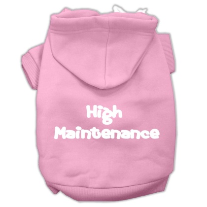 High Maintenance Screen Print Pet Hoodies Light Pink L