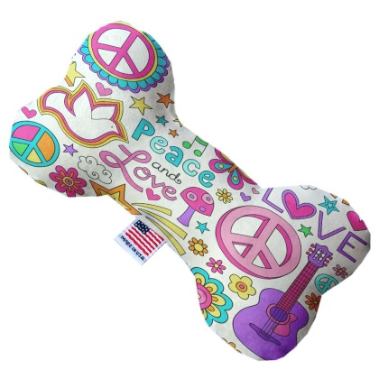 Hippy Love 10 inch Canvas Bone Dog Toy