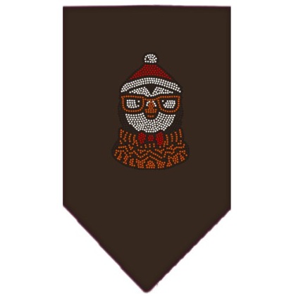 Hipster Penguin Rhinestone Bandana Brown Large