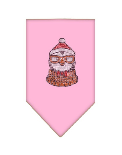 Hipster Penguin Rhinestone Bandana Light Pink Large