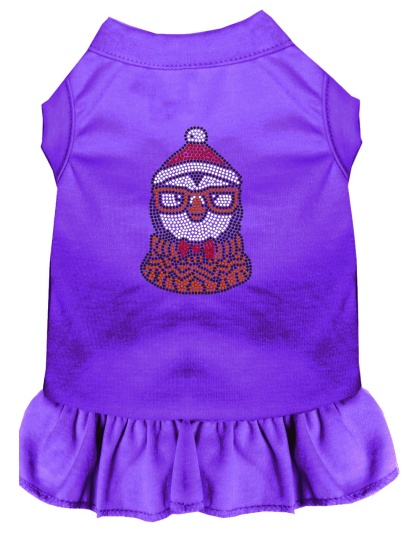 Hipster Penguin Rhinestone Dog Dress Purple 4X