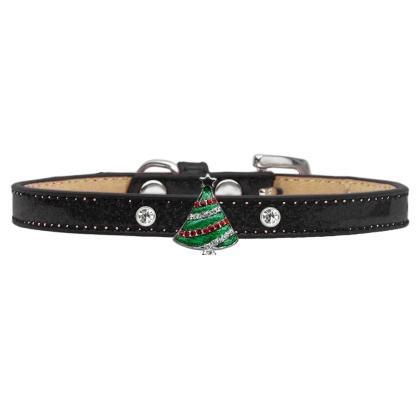 Holiday Charm Dog Collar Black Ice Cream Size 10 Christmas Tree