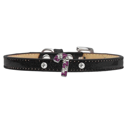 Holiday Charm Dog Collar Black Ice Cream Size 10 Purple Candy Cane