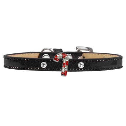 Holiday Charm Dog Collar Black Ice Cream Size 10 Red Candy Cane