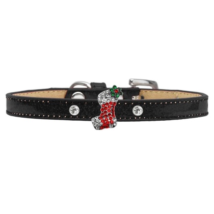 Holiday Charm Dog Collar Black Ice Cream Size 10 Red Stocking