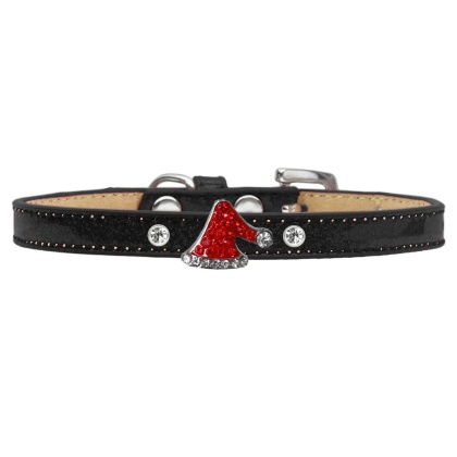 Holiday Charm Dog Collar Black Ice Cream Size 10 Santa Hat