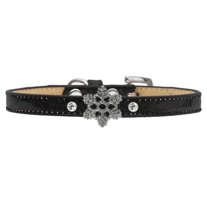 Holiday Charm Dog Collar Black Ice Cream Size 10 Snowflake