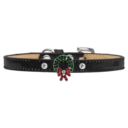 Holiday Charm Dog Collar Black Ice Cream Size 10 Wreath
