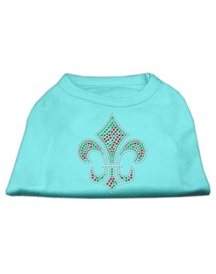 Holiday Fleur de lis Rhinestone Shirts Aqua L