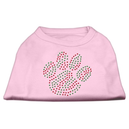 Holiday Paw Rhinestone Shirts Light Pink L