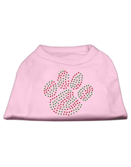 Holiday Paw Rhinestone Shirts Light Pink L