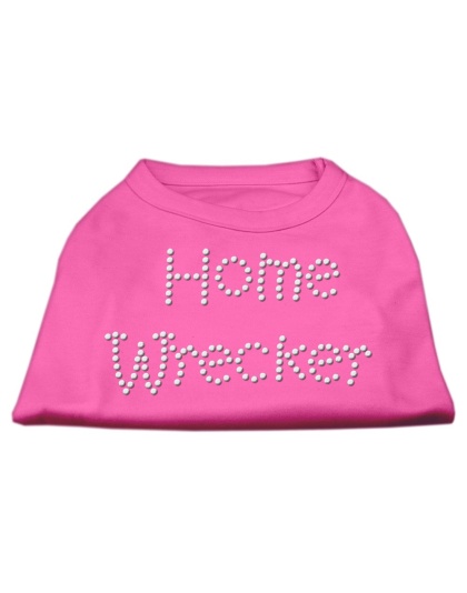 Home Wrecker Rhinestone Shirts Bright Pink L