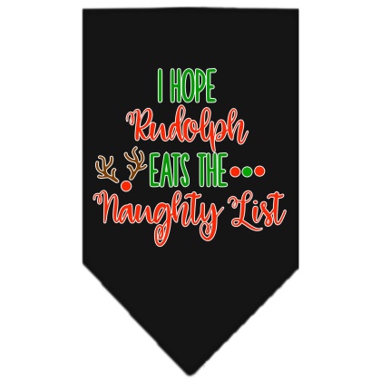 Hope Rudolph Eats Naughty List Screen Print Bandana Black Large