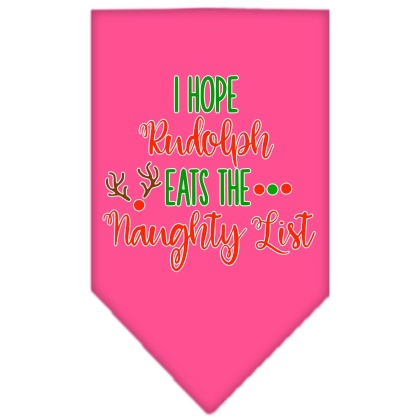 Hope Rudolph Eats Naughty List Screen Print Bandana Bright Pink Large