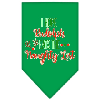 Hope Rudolph Eats Naughty List Screen Print Bandana Emerald Green Large