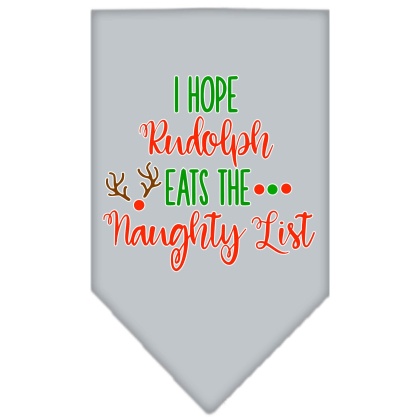 Hope Rudolph Eats Naughty List Screen Print Bandana Grey Large