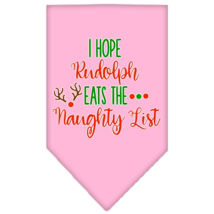 Hope Rudolph Eats Naughty List Screen Print Bandana Light Pink Large