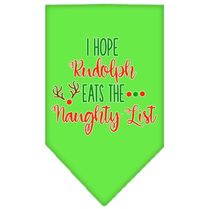 Hope Rudolph Eats Naughty List Screen Print Bandana Lime Green Large