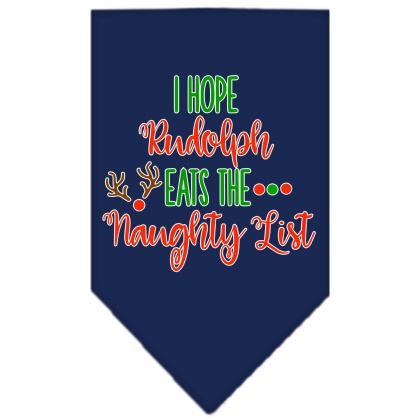 Hope Rudolph Eats Naughty List Screen Print Bandana Navy Blue large