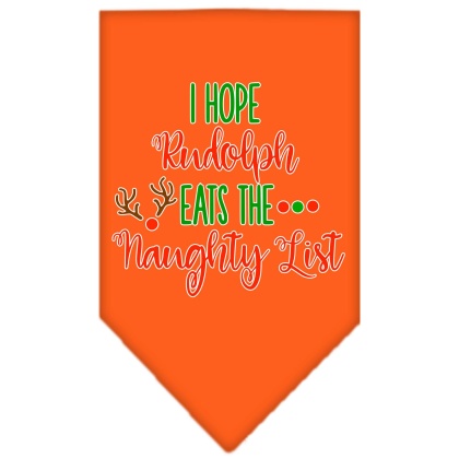 Hope Rudolph Eats Naughty List Screen Print Bandana Orange Large